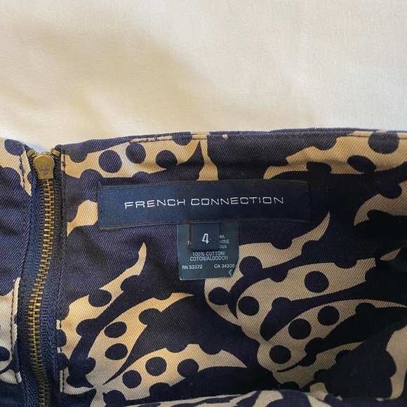 French Connection strapless dark blue pattern cocktail dress size 4 - Picture 4 of 6